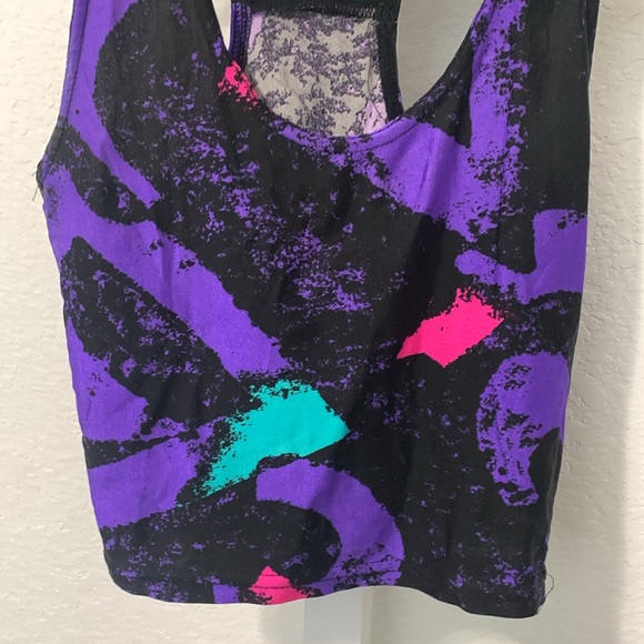 Vintage Gear 1 80s Print Cropped Tank Top - Picture 2 of 7